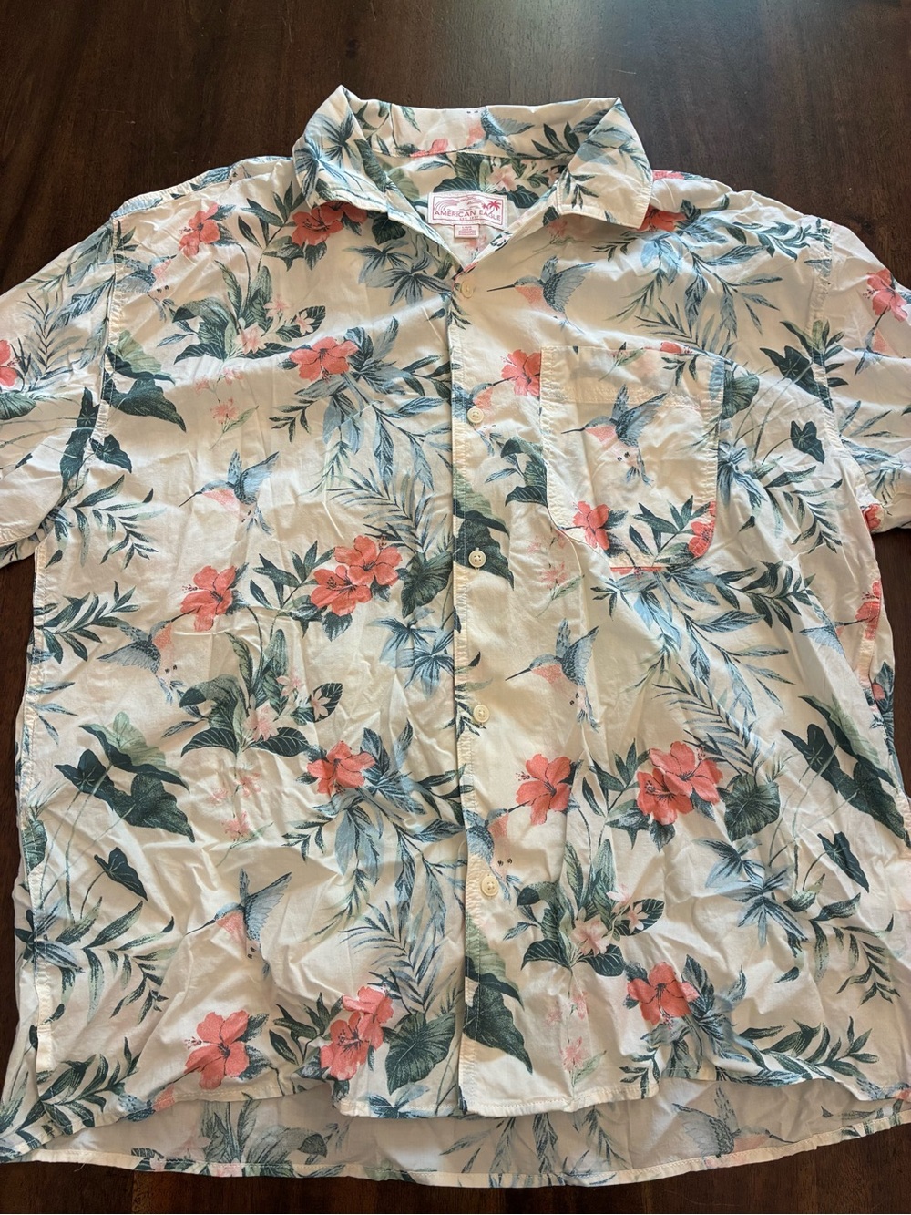 American Eagle Button Down Shirt Men’s Large Hawaiian Shirt Short Sleeve Floral